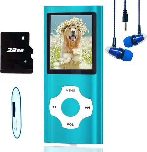 MP3 Player, Hotechs MP3 Music Player with 32GB Memory SD Card Slim Classic Digital LCD 1.82'' Screen MINI USB Port with FM Radio, Voice Record in Kuwait