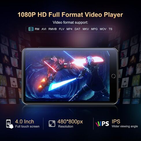 Oilsky 80GB MP3 Player with Bluetooth and WiFi, Mp3 & Mp4 Music Player with Spotify, Amazon Music, Audible, 4.0" IPS Touch Screen Android Player with Speaker, FM Radio, Up to 512GB in Kuwait