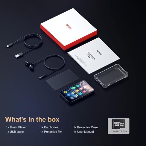 Oilsky 80GB MP3 Player with Bluetooth and WiFi, Mp3 & Mp4 Music Player with Spotify, Amazon Music, Audible, 4.0" IPS Touch Screen Android Player with Speaker, FM Radio, Up to 512GB in Kuwait