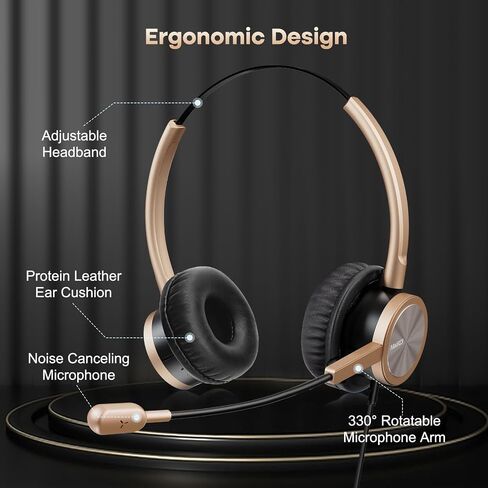 MAIRDI Phone Headset with RJ9 & 3.5mm Jacks for Call Center Deskphone Cell Phone PC Laptop, Office Landline Telephone Headset with Microphone Noise Canceling for Polycom Avaya Nortel in Saudi Arabia