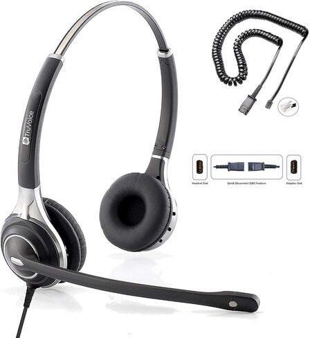 TruVoice HD-500 Office and Call Center Wired QD Headset with Noise Canceling Microphone and HD Speakers - Compatible with Mitel, Nortel, Avaya, Poly, Polycom, Shoretel, Digium, ESI, Fanvil Desk Phones in Saudi Arabia