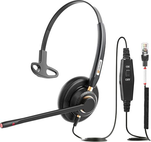 Arama RJ9 Telephone Headset for Cisco IP Phones, Mic Mute&Volume Control | Wired Phone Headset, Lightweight, Coilded Wire for Long Range, Clear Calls, Compatible with Cisco IP-7940G 8841 7841 9971 in Saudi Arabia