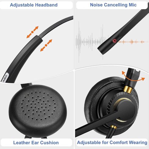 Arama RJ9 Telephone Headset for Cisco IP Phones, Mic Mute&Volume Control | Wired Phone Headset, Lightweight, Coilded Wire for Long Range, Clear Calls, Compatible with Cisco IP-7940G 8841 7841 9971 in Saudi Arabia