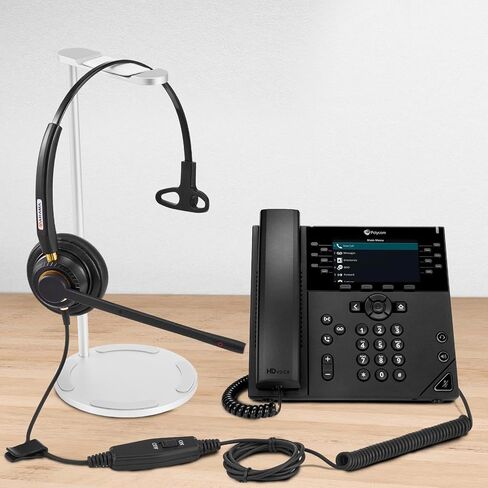 Arama RJ9 Telephone Headset for Cisco IP Phones, Mic Mute&Volume Control | Wired Phone Headset, Lightweight, Coilded Wire for Long Range, Clear Calls, Compatible with Cisco IP-7940G 8841 7841 9971 in Saudi Arabia