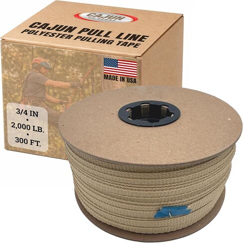 Cajun Tie Downs Pull Line — 1/4 Inch, 700 lb, Flat Polyester Pulling Tape, Conduit Wire Pulling, Made in USA, Orange, 175 ft in Kuwait