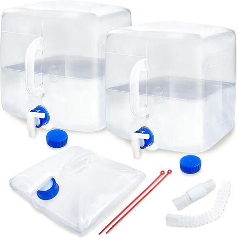 2 Pack 5.3 Gallon BPA Free Collapsible Water Container with Spigot & Hook | BPA Free, Foldable Carrier Bucket, Portable Water Canteen, Camping Water Storage Jug, Outdoor Hiking Survival Kit in Saudi Arabia