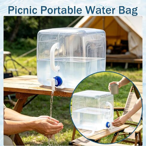 2 Pack 5.3 Gallon BPA Free Collapsible Water Container with Spigot & Hook | BPA Free, Foldable Carrier Bucket, Portable Water Canteen, Camping Water Storage Jug, Outdoor Hiking Survival Kit in Saudi Arabia
