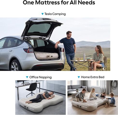 Wigoo 2026 Air Mattress for Tesla Model Y 2020-2026, 8" Thick NOT for YL | Click Self-Inflate, Home-Level Comfort, USB-C Recharge Built-in Air Pump, Ergonomic Design, 2 Pillows, Accessories NOT for YL in Saudi Arabia