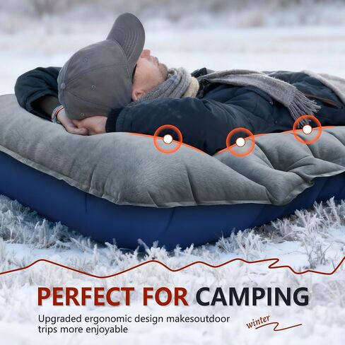 FUN PAC Camping Sleeping Pad, 9.2R-Value Ultralight Camping Mat with Pillow Built-in Foot Pump Inflatable Sleeping Pads Compact for Camping Backpacking Hiking Traveling-Lined Version Grey in Saudi Arabia
