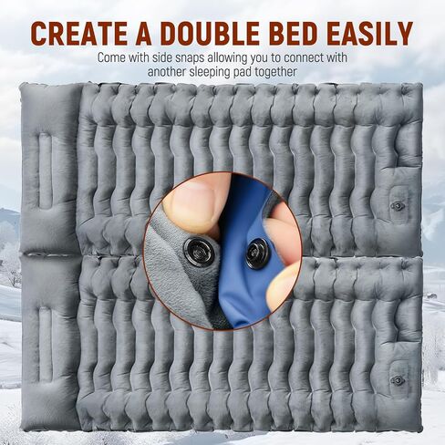 FUN PAC Camping Sleeping Pad, 9.2R-Value Ultralight Camping Mat with Pillow Built-in Foot Pump Inflatable Sleeping Pads Compact for Camping Backpacking Hiking Traveling-Lined Version Grey in Saudi Arabia