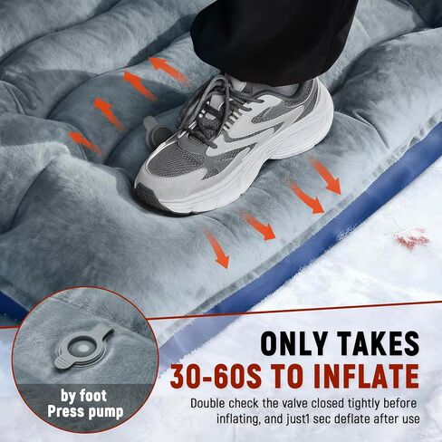 FUN PAC Camping Sleeping Pad, 9.2R-Value Ultralight Camping Mat with Pillow Built-in Foot Pump Inflatable Sleeping Pads Compact for Camping Backpacking Hiking Traveling-Lined Version Grey in Saudi Arabia
