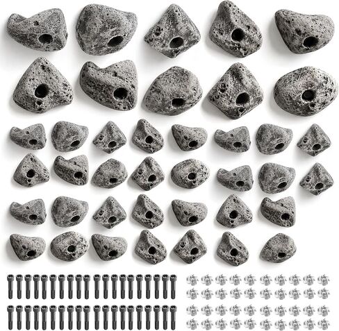 40PCS Rock Climbing Holds Mutil Size Includes Mounting Hardware Made in USA | For Indoor and Outdoor Playground - Bolt On Climbing Holds - Mutil Size in Saudi Arabia