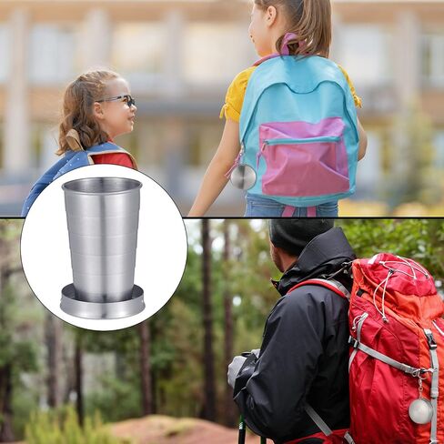 Tessco for you 6 Pieces Collapsible Shot Glasses Stainless Steel Collapsible Cup Reusable Portable Travel Folding Cup with Lid and Keychain for Camping Hiking Cycling(2.5 oz) in Kuwait