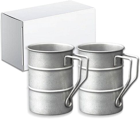 Vintage Coffee Mugs Stainless Steel Mug with Handle Camping Coffee Mugs Outdoor Hiking Cup Lightweight Camping Gear for Men Backpacking Mug, Set of 2-Silver (16.9oz/500ml) in Saudi Arabia