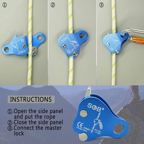 Rock Climbing Ascender Ultralight Fall Arrest Protection & Grab Device | Aluminum-Magnesium Alloy | for Climbing, Mountaineering, Arboriculture, Caving, Industrial Rope Access in Kuwait