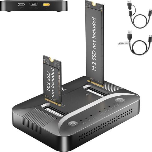 Dual-Bay M.2 SSD Cloner Dock for PC Storage Upgrade Tool-Free 16TB | Offline Duplicator M2 Reader Adapter NVMe SATA Copier Enclosure 10Gbps USB-C Supports 2230-22110 RGB Light System Migration in Saudi Arabia