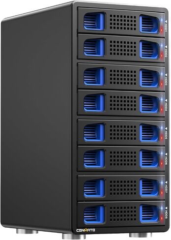 CENMATE Aluminum 4 Bay Hard Drive RAID Enclosure with Cooling Fan for 2.5/3.5" SATA HDD/SSD with USB A/C 3.0＋eSATA Cable, 3.5 Hard Drive Reader Supports 80TB Capacity, 8 RAID Modes, DAS(NO NAS) in Saudi Arabia