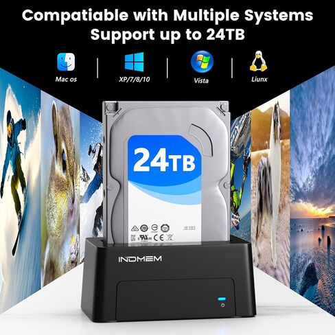INDMEM SAS to USB 3.0 Adapter, SAS/SATA Hard Drive Enclosure Reader Converter Docking Station for 2.5/3.5 inch Server HDD SSD with 12V/2A Power Adapter,Support up to 24TB(New Upgrade) in Saudi Arabia
