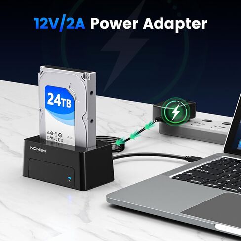 INDMEM SAS to USB 3.0 Adapter, SAS/SATA Hard Drive Enclosure Reader Converter Docking Station for 2.5/3.5 inch Server HDD SSD with 12V/2A Power Adapter,Support up to 24TB(New Upgrade) in Saudi Arabia
