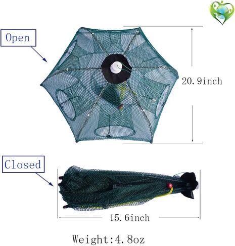 Fishing Net Trap Portable Folded Foldable Crab Net Cast Dip Bait Fish Shrimp Crawfish Langostino Cage mesh Automatic (Small Size,Pack of 2,for Kids) in Saudi Arabia