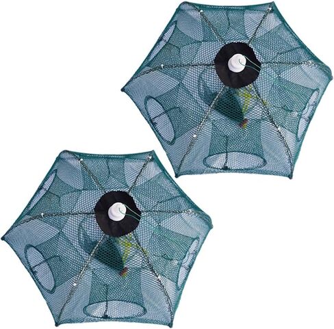 Fishing Net Trap Portable Folded Foldable Crab Net Cast Dip Bait Fish Shrimp Crawfish Langostino Cage mesh Automatic (Small Size,Pack of 2,for Kids) in Saudi Arabia