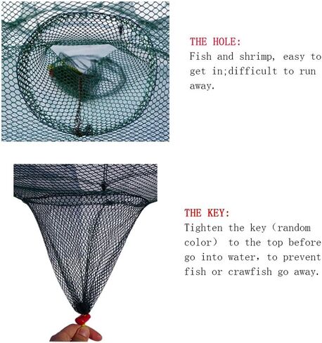 Fishing Net Trap Portable Folded Foldable Crab Net Cast Dip Bait Fish Shrimp Crawfish Langostino Cage mesh Automatic (Small Size,Pack of 2,for Kids) in Saudi Arabia