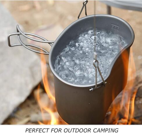 Titanium Canteen Mess Kit with Folding Handle Hanging Ring Ultralight Portable for Lunch Outdoor Camping Hiking in Saudi Arabia