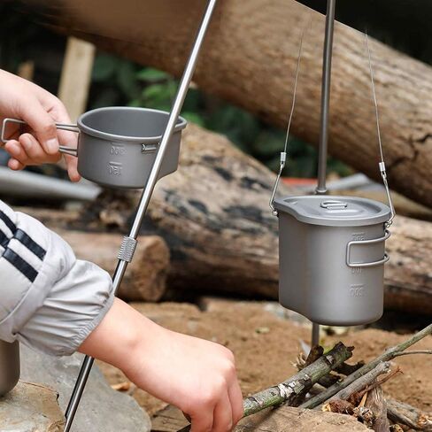Titanium Canteen Mess Kit with Folding Handle Hanging Ring Ultralight Portable for Lunch Outdoor Camping Hiking in Saudi Arabia