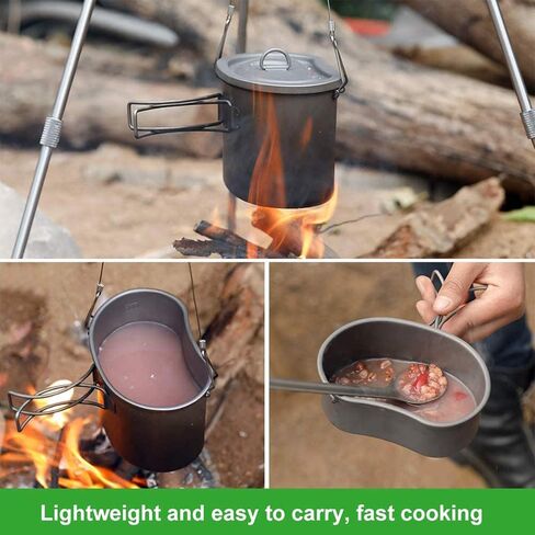 Titanium Canteen Mess Kit with Folding Handle Hanging Ring Ultralight Portable for Lunch Outdoor Camping Hiking in Saudi Arabia