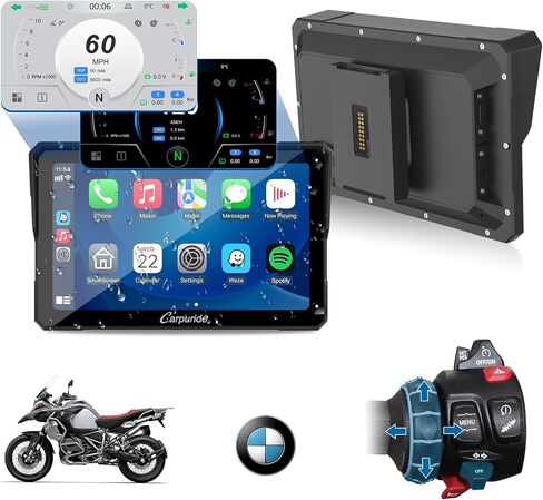 CARPURIDE W702BS لسيارات BMW Moto CarPlay وقراءة البيانات التلقائية، عجائب أصلية | شاشة GPS مقاومة للماء مقاس 7 بوصات مزودة بتقنية Bluetooth المزدوجة وقراءة البيانات الأصلية وTPMS ومستشعر الضوء ومشاركة الموسيقى والاتصال الداخلي in Kuwait
