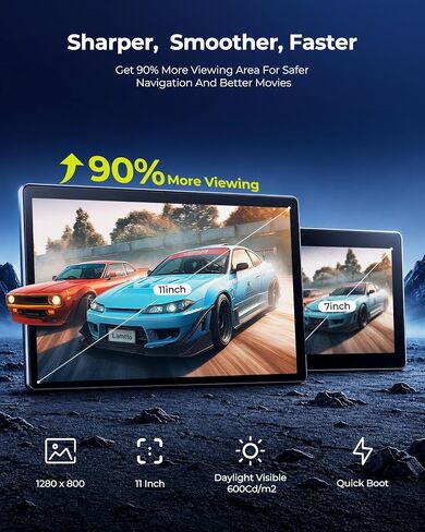 LAMTTO 11'' Carplay Screen for Car with YouTube/TikTok, Backup Camera | Extra Large HD Wireless Car Play and Android Auto, Built-in Entertainment Video APPs, Navigation, Voice Assistant, OTA Update in Saudi Arabia
