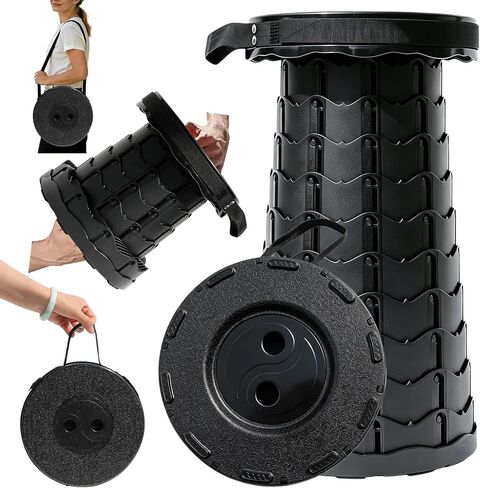 ALEVMOOM Upgraded Nylon Collapsible Stool with 500lbs Max Weight Portable Retractable Folding Telescoping Stools for Adults Chair for Outdoor Camping Fishing Hiking BBQ(Nylon Black) (Nylon Black) in Saudi Arabia