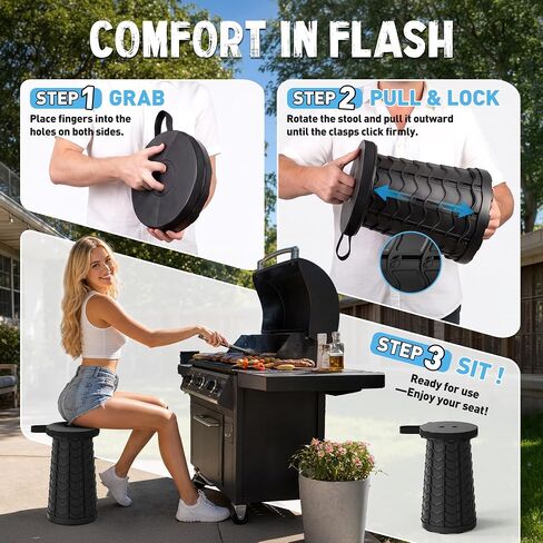 WildFinder Collapsible Stool for Adults, Portable Folding Camping Stool | Lightweight & Sturdy Telescoping Stool,400 lb Capacity,Compact Design,Adjustable 2.7–17.7 in Height for Fishing,Hiking,Travel in Saudi Arabia