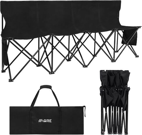 1MORE Soccer Bench,Portable Folding Team Bench,6 Seats w/Backrest.Black | Foldable Sideline Benches, Soccer Chair with Bag,Adult Team Chair for Football Camp Sport Events Outdoor Seating in Kuwait