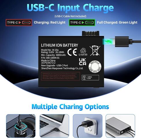 ترقية جديدة لبطارية بديلة للشحن USB-C لجهاز AT&T Netgear Nighthawk 5G WiFi 6 M6 MR6110 MR6500، M5 MR5000 MR5100 MR5200 MR5200-100EUS جهاز توجيه مزود بنقطة اتصال متنقلة رقم الموديل: W-20 in Kuwait