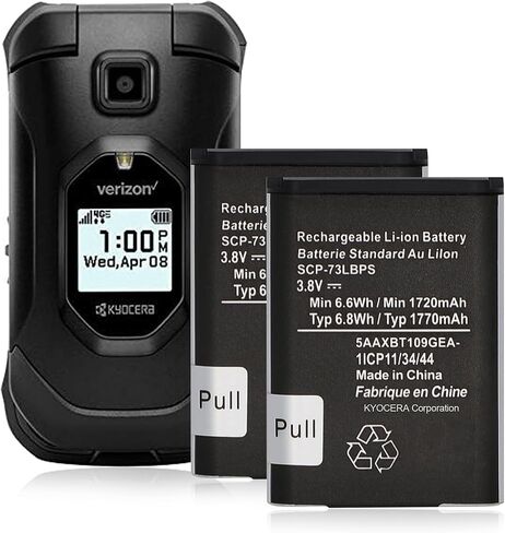 بطارية 5000 مللي أمبير في الساعة لهاتف Kyocera Flip Phone SCP-73LBPS، 2026 بطارية بديلة جديدة 0 دورة لهاتف Kyocera DuraXV Extreme E4810، DuraXE Epic E4830 Verizon Flip Phone in Kuwait