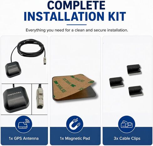 GPS Navigation Antenna Compatible with Alpine iLX-507, iLX-F509 Halo9, iLX-F511 Halo11, i509-WRA-JL & i509-WRA-JK Car Stereo Receivers – Magnetic Mount, 10FT Cable, Wire Clips Included in Saudi Arabia