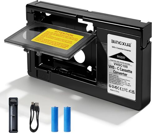 2026 New VHS-C Adapter for VHS-C to VHS Cassette Adaptor with Battery Charger,fit Video Cassette/VCR Player,Not Compatible with 8mm/MiniDV/Hi8 in Saudi Arabia