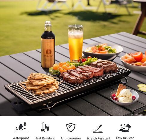 ALPHA CAMP Folding Camping Table Outdoor Table for Camping Picnic BBQ Beach | Portable Roll-up Aluminum Outdoor Table with Adjustable Height Large Storage Bag and Carrying Bag in Saudi Arabia