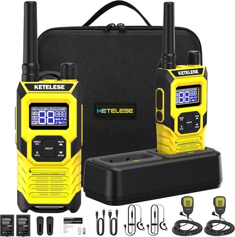 KETELESE T4 Two Way Radio with Earpiece and Mic, FRS 22 Channel Walkie Talkie Long Range, IP67 Waterproof Walkie Talkies, Weather Alert, PTT Group, VOX, Yellow, 6Pack in Saudi Arabia
