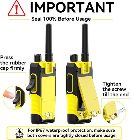 KETELESE T4 Two Way Radio with Earpiece and Mic, FRS 22 Channel Walkie Talkie Long Range, IP67 Waterproof Walkie Talkies, Weather Alert, PTT Group, VOX, Yellow, 6Pack in Kuwait