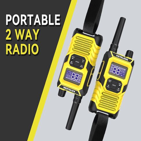 KETELESE T4 Two Way Radio with Earpiece and Mic, FRS 22 Channel Walkie Talkie Long Range, IP67 Waterproof Walkie Talkies, Weather Alert, PTT Group, VOX, Yellow, 6Pack in Kuwait