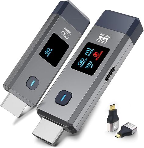 Wireless HDMI Transmitter and Receiver 328ft/100m Extender 1080P Output | Ultra HD 4K Decode Input Plug&Play Portable 2.4G/5.8G for Video and Audio to Monitor from PC/Projector/TV Box LED Display in Kuwait