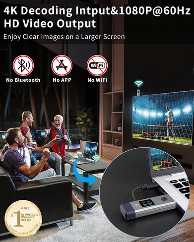 Wireless HDMI Transmitter and Receiver 328ft/100m Extender 1080P Output | Ultra HD 4K Decode Input Plug&Play Portable 2.4G/5.8G for Video and Audio to Monitor from PC/Projector/TV Box LED Display in Kuwait