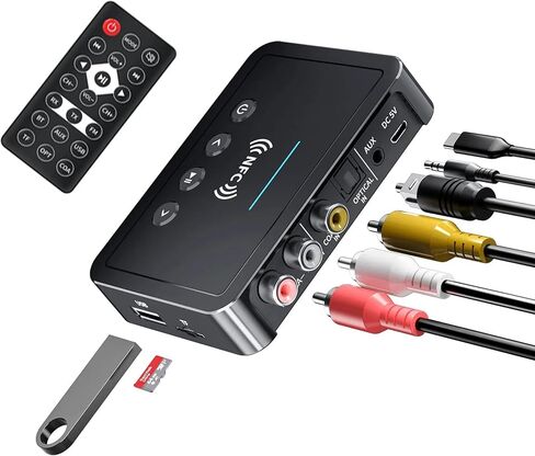 Bluetooth 5.0 Adapter, Bluetooth Transmitter and Receiver for Home Stereo Hi-Fi Audio with 3.5mm, RCA, Coaxial, Optical, NFC, Aptx-LL - for Home, Car, AV Receiver or Amplifier (M6) in Saudi Arabia