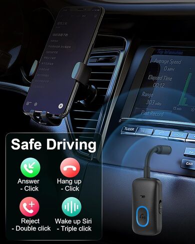 Bluetooth 5.4 Adapter for Car, Upgraded 2-in-1 Aux Transmitter & Receiver with Hands-Free Calls & 180° Swivel Bend, Wireless Audio Adapter for PC, TV, Speakers, Airplane Travel in Kuwait