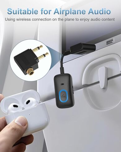 Bluetooth 5.4 Adapter for Car, Upgraded 2-in-1 Aux Transmitter & Receiver with Hands-Free Calls & 180° Swivel Bend, Wireless Audio Adapter for PC, TV, Speakers, Airplane Travel in Kuwait