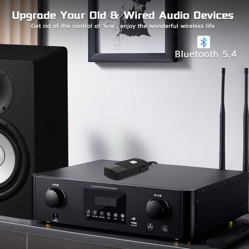 جهاز استقبال iDIGMALL بلوتوث 5.4، محول صوت لاسلكي HiFi لمكبرات الصوت | مقبس AUX RCA مقاس 3.5 مم لسماعات الرأس السلكية ذات النظام المنزلي لجهاز الاستقبال القديم، وقت تشغيل 20 ساعة، سهل التشغيل/الإيقاف، متعدد النقاط in Kuwait