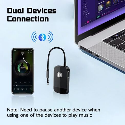 جهاز استقبال iDIGMALL بلوتوث 5.4، محول صوت لاسلكي HiFi لمكبرات الصوت | مقبس AUX RCA مقاس 3.5 مم لسماعات الرأس السلكية ذات النظام المنزلي لجهاز الاستقبال القديم، وقت تشغيل 20 ساعة، سهل التشغيل/الإيقاف، متعدد النقاط in Kuwait
