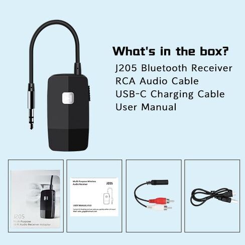 جهاز استقبال iDIGMALL بلوتوث 5.4، محول صوت لاسلكي HiFi لمكبرات الصوت | مقبس AUX RCA مقاس 3.5 مم لسماعات الرأس السلكية ذات النظام المنزلي لجهاز الاستقبال القديم، وقت تشغيل 20 ساعة، سهل التشغيل/الإيقاف، متعدد النقاط in Kuwait